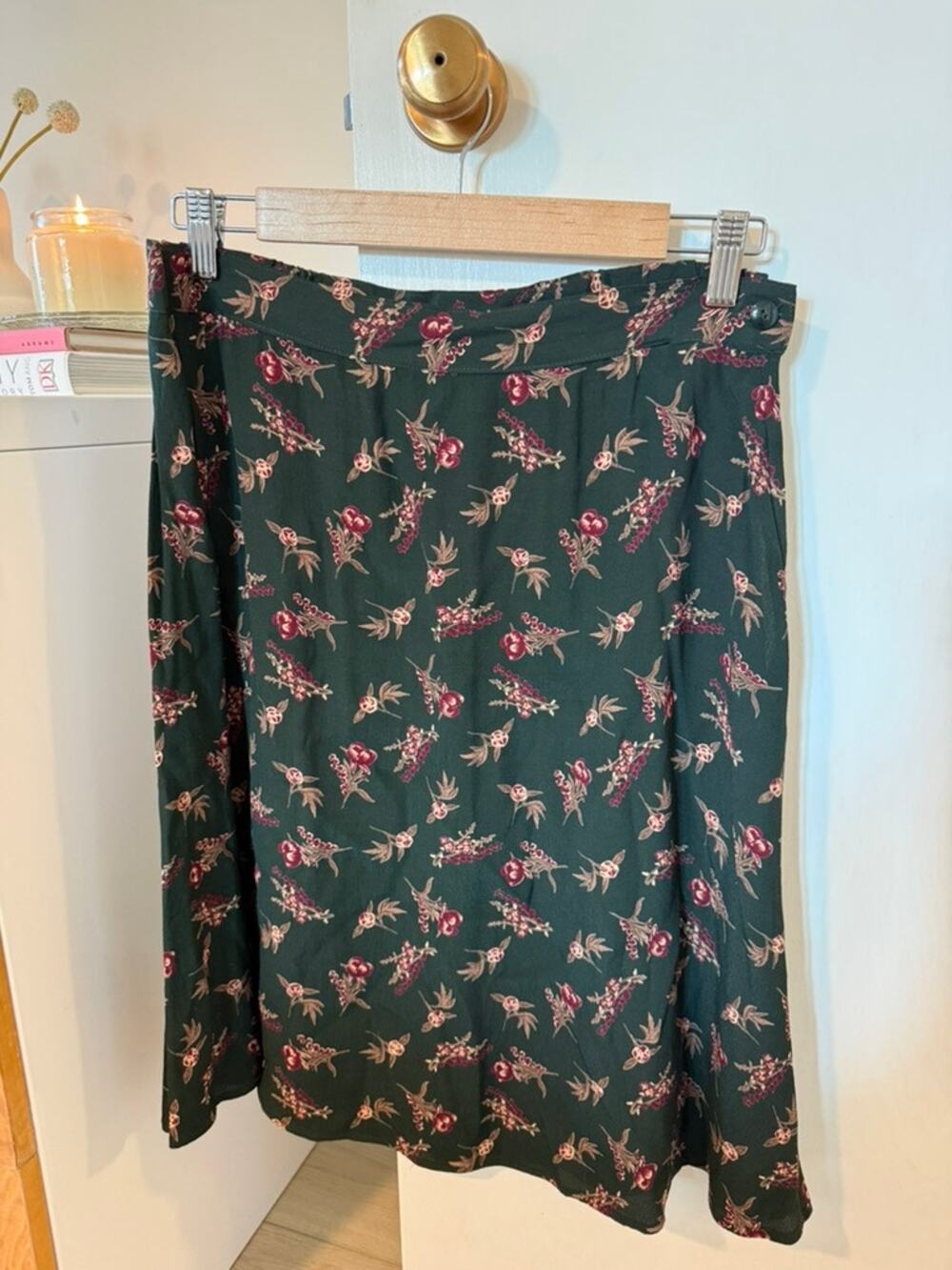 Vintage Maggie Lawrence Floral Rayon Midi Skirt 14/16 ✨